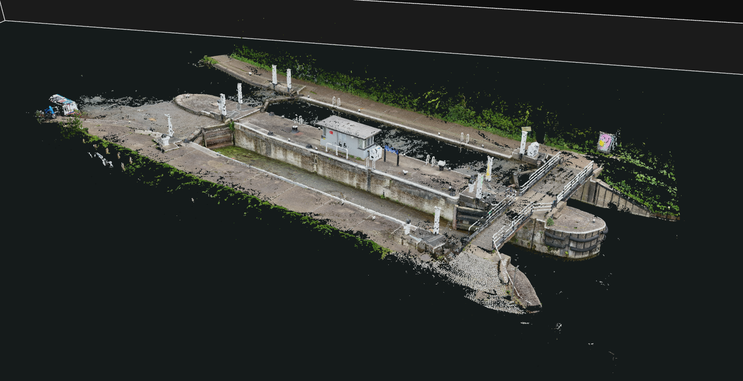 Three-dimensional point cloud reconstruction of a canal lock and its surrounding structures